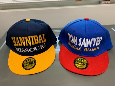 2 vintage HANNIBAL MISSOURI + TOM SAWYER Mark Twain Hats  Snapback