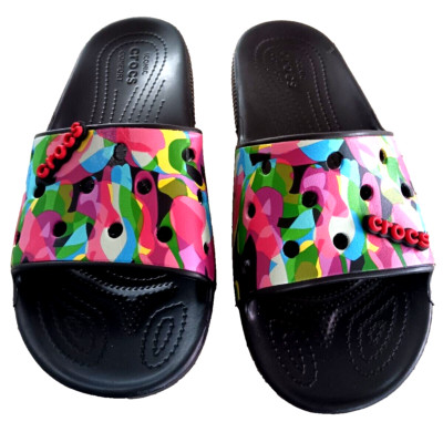 Crocs Classic NWOT multi color GRAPHIC SLIDE SIZE Men's 9/ Women's 11 New
