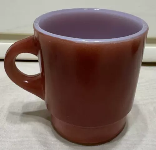 Anchor Hocking Fire King Ware Rust Orange Red Milk Glass Mug Cup (H-2)