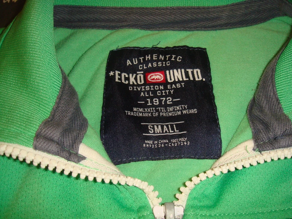 Chaqueta deportiva Marc Ecko corte y costura para hombre granate marfil cremallera completa talla pequeña Foto 4 de 4