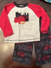 EUC Infant Boys Carter's Fire Truck Fleece Pajamas Size 2T