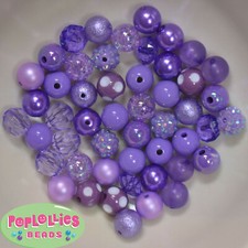 12mm Lavender Acrylic Mixed Style Bubblegum Beads Lot 50 pc.chunky gumball