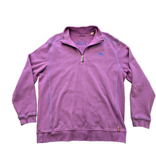 Tommy Bahama Relax Sweater Mens Size Large Pink Purple Quarter Zip Embroidered