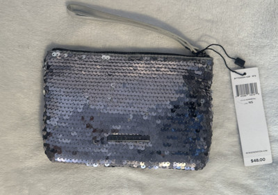 BCBG Small Sequin Pouch Gunmetal Color
