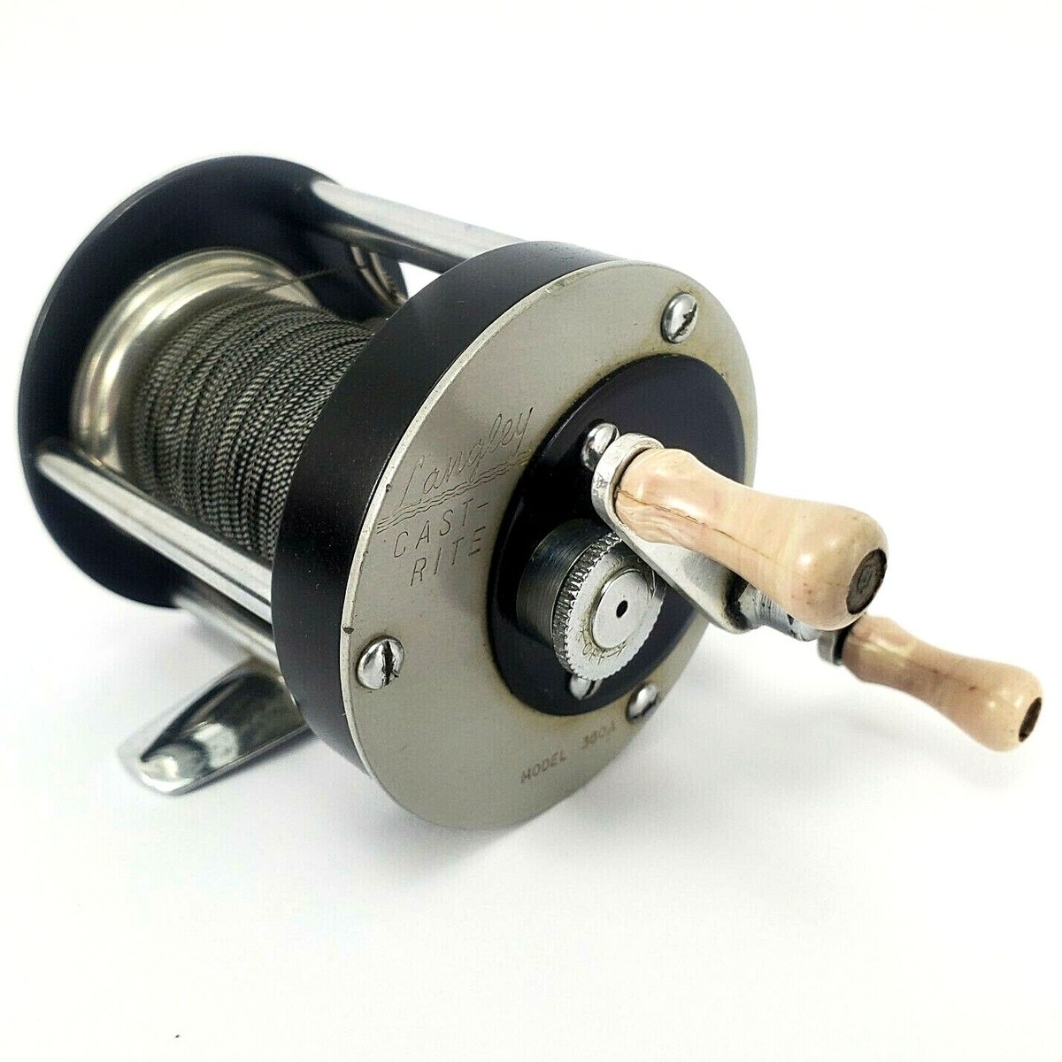 Vintage Fishing Reel Langley 380a w/ Box & Instructions Post WWII