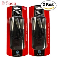 2-PACK Hosa YXM-121 6-Inch XLR Female to Dual XLR Male Y Splitter Cable Adapter