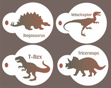 3" Dinosaur 10 mil 4 pc STENCIL T Rex Velociraptor Stegosa Tattoo Face Paint Boy