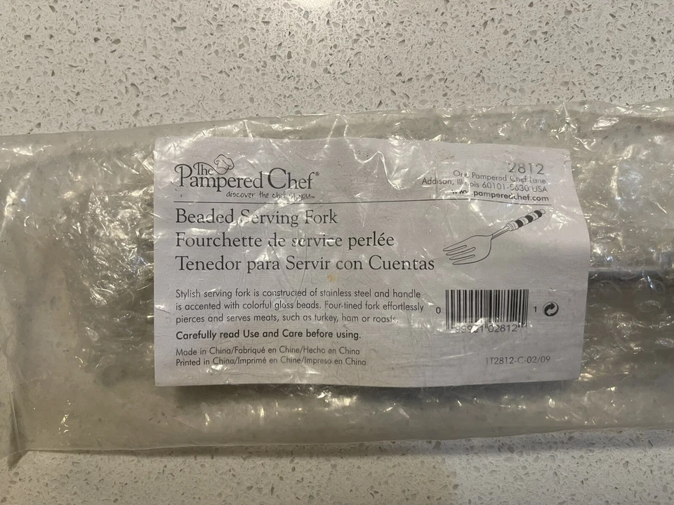 The Pampered Chef Stainless Beaded Serving Fork Four-Tined - BRAND NEW SEALED ✅ - Image 2 of 4