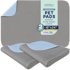Katziela Washable Pee Pads, Pink Stitching, Waterproof and Reusable Dog Pee Pad