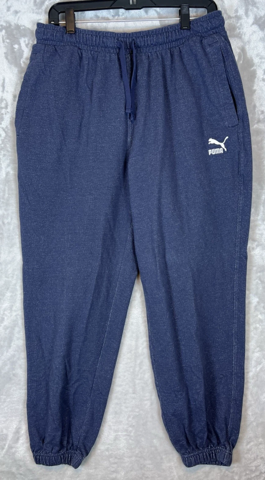 Puma Joggers Felpa Uomo Grande Blu Essenziale Pile Coulisse Lounge
