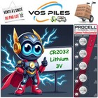 Pile bouton Lithium 3V : CR2032 DL2032 BR2032 ECR2032 260 mAh Procell Intense