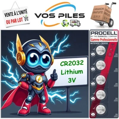 DURACELL Pile bouton Lithium 3V : CR2032 DL2032 BR2032 ECR2032 260 mAh Procell Intense
