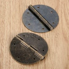 2pcs Round Vintage Bronze Butt Hinges Cabinet Door Hinge Decorative Hardware