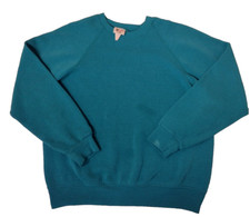 VTG Raglan Lee Sturdy Sweats Sweatshirt Medium Men Grunge Plain Teal Green USA