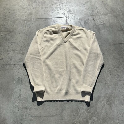 Vintage Piccadilly 100% Lambswool V - Neck Sweater Men s Size 2XL beige 
