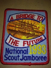 1993 NATIONAL SCOUT JAMBOREE - A BRIDGE TO THE FUTURE PATCH.       NEW OLD STOCK