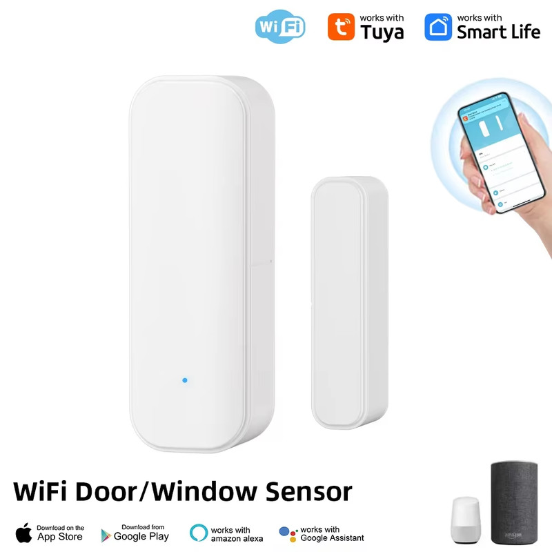 WiFi Zigbee Window Door Sensor AAA Battery Smart Home Alarm Works w/ Alexa