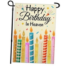 Happy Birthday In Heaven Garden Flag 12x18 Inch Double Sided Funeral Memorial