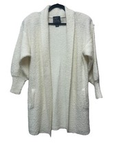 Monto Par Le Chois Vintage Ivory Open Front Chunky Knit Cardigan Women Medium