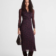 Madewell Long-Sleeve Polo Midi Dress Dark Aubergine Purple Size XXS 2XS NWT