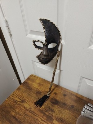 Venetian-style Side Feather Masquerade Stick HandHeld Mask Mardi Gras