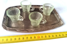 Dinette ancienne - Plateau Métal avec 4 verres miniatures - Vintage