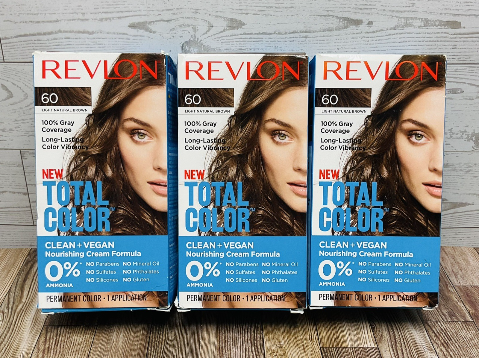 REVLON TOTAL COLOR Clean & Vegan Hair Color Light Natural Brown 60 (3 Pack)
