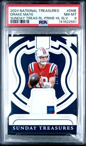 2024 NATIONAL TREASURES SUNDAY TREASURES RELICS DRAKE MAYE ROOKIE RC 16/25 PSA 8