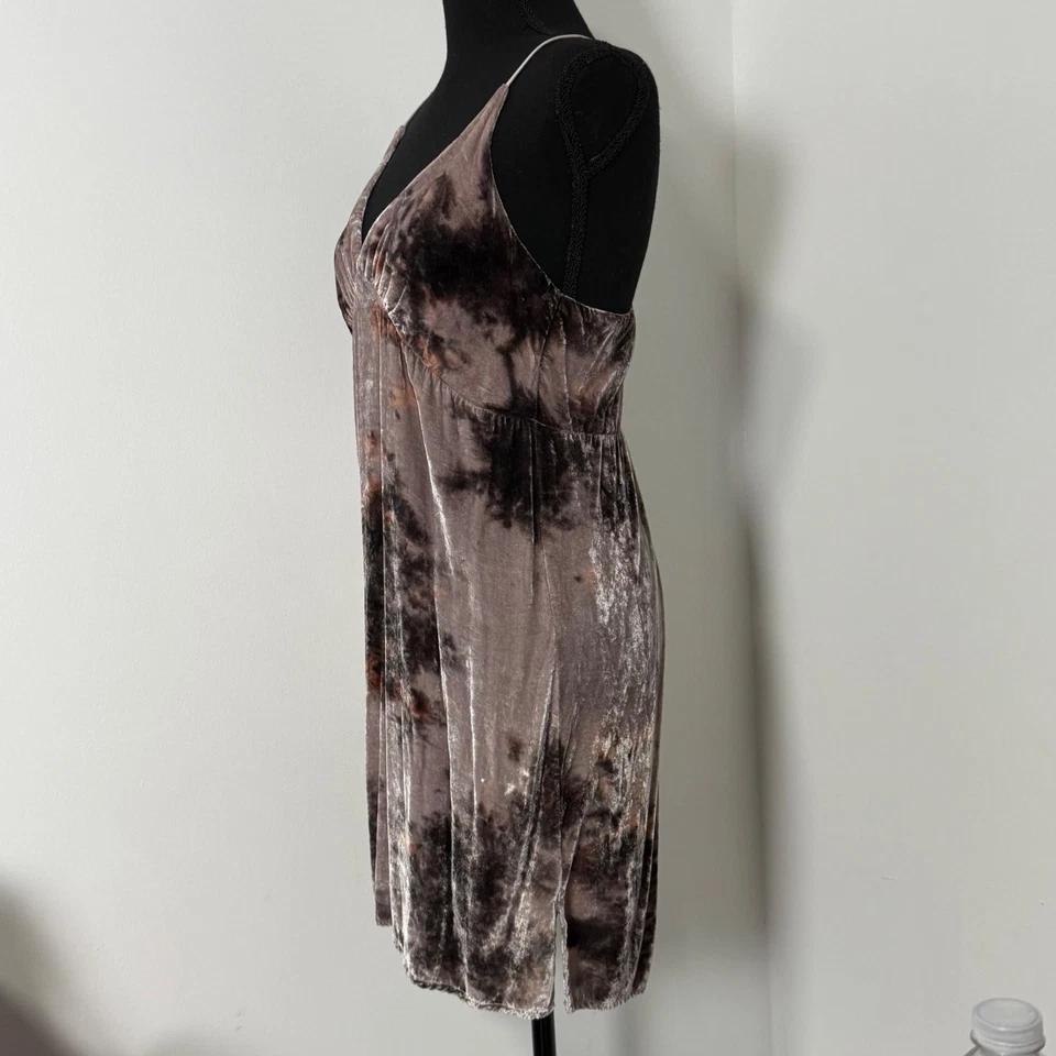 Babydoll Velvet Dress Womens Small Brown Y2K Whimsigoth Grunge Vintage - Image 4 of 4