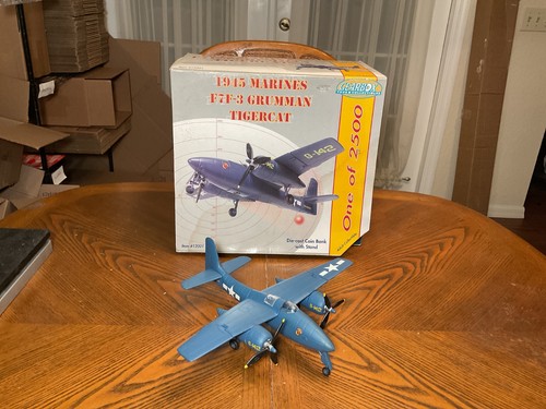 1945 Marines F7F-3 Grumman Tigercat Die-Cast Coin Bank #12001      C4