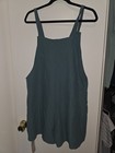 Emery Rose Teal Textured Romper Overall Shorts Pockets Women’s Large — photo 2