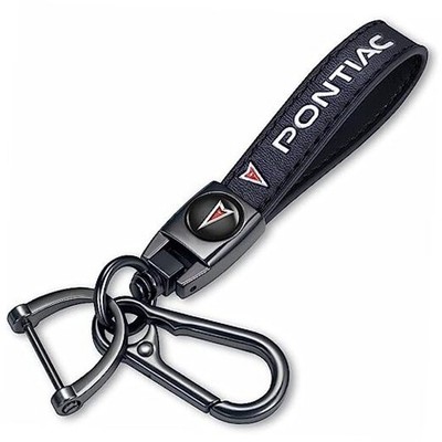 UNIMAT Genuine Leather Car Key Chain for Pontiac Keychain Key ring Black-6