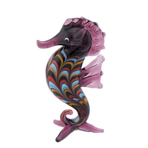 Small. Maroon Seahorse Glass Art