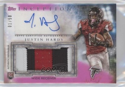 2015 Inception Magenta 1/50 Justin Hardy RPA Rookie Jumbo Patch Auto RC 2r5