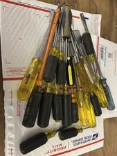 Lot Of 20 Large Screw Drivers And Scrapers! Klein-Stanley-Proto Brands