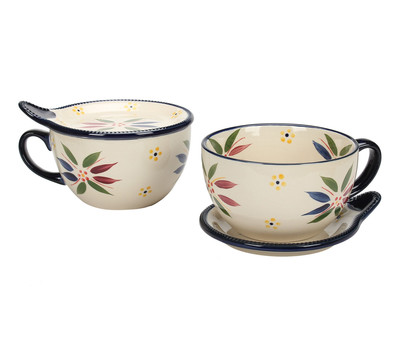 Temp-tations Old World Set of (2) Mug-a-Bowls with Lid-its in Confetti