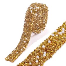 10/15mm Rhinestone Trim Iron On Beaded Chain Ribbon DIY Dress Shoe Decor