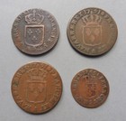 Louis XV et Louis XVI - Lot de 4 Monnaies : 1 Liard Louis XV et 3 Sols Louis XVI