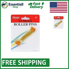 Pro-Grade 3-Inch Amber Steel Hair Roller Pins - 12 Count for Secure Styling