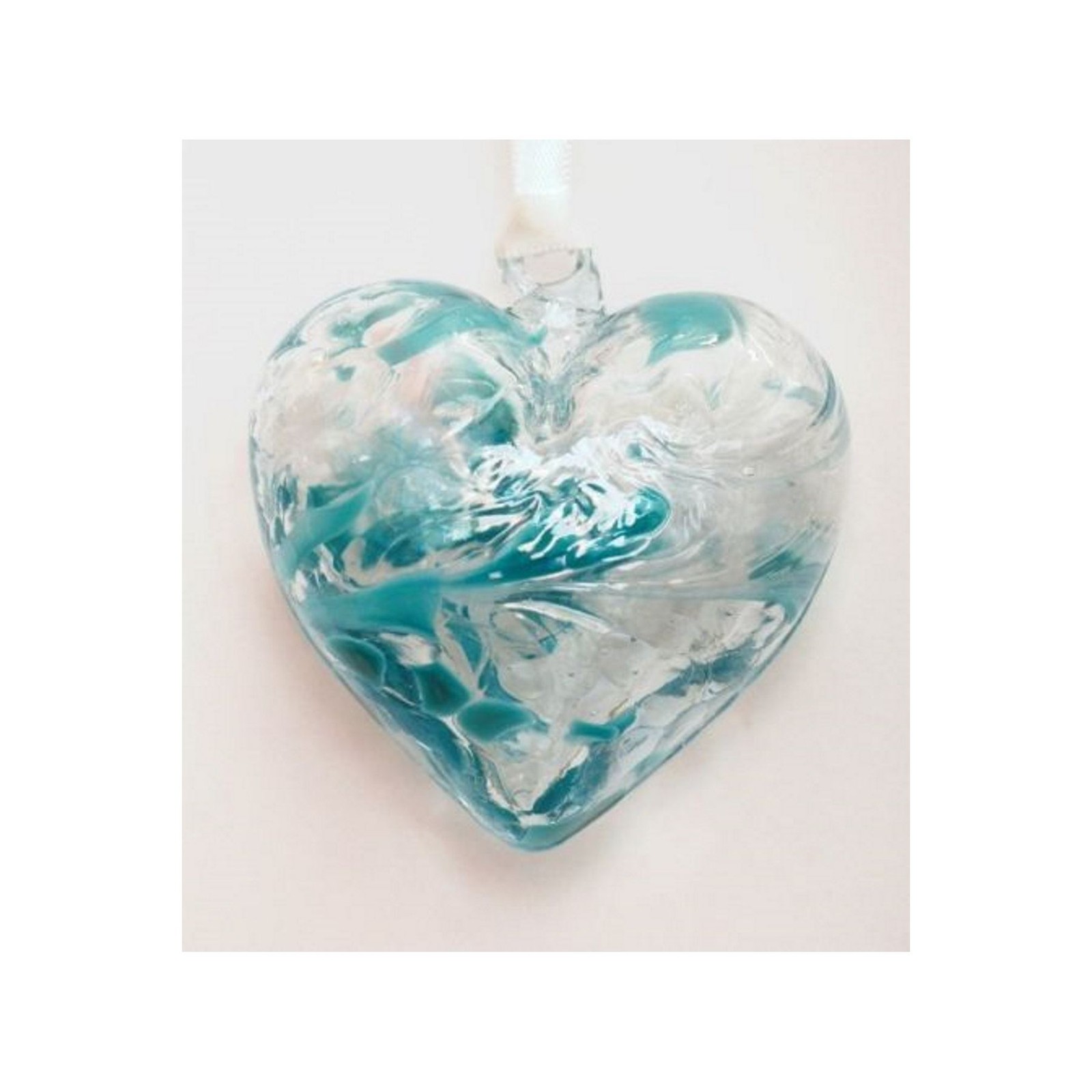 Milford Friendship Turquoise Glass Heart Love Small Handmade Hanging Token Gift