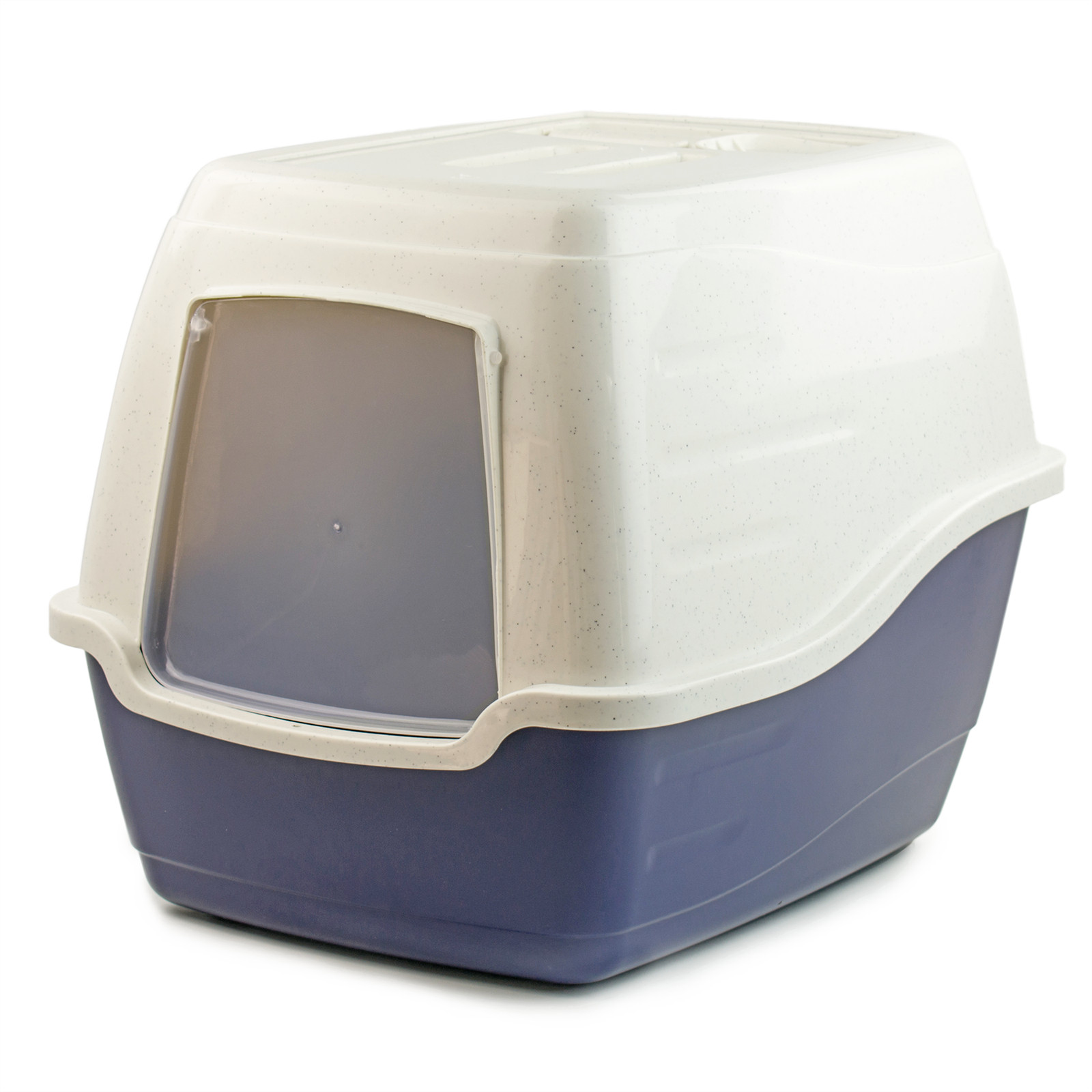 HOODED CAT LOO LITTER TRAY WITH LID LARGE BLUE ENCLOSED KITTEN TOILET PLASTIC