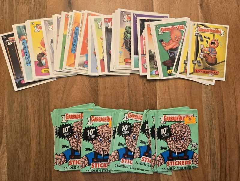 Topps 1987 Garbage Pail Kids 10th Series-42 Cards With 13 Wax Wrappers. 