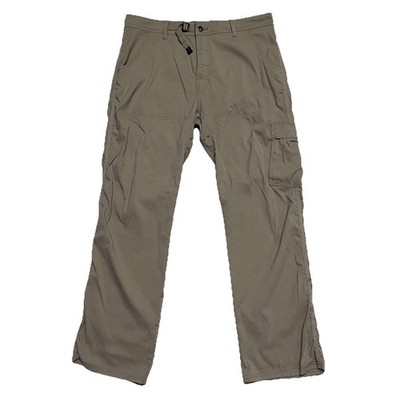 PRANA Pants  Khaki Brown Breathe Stretch Hiking Outdoor Roll up Snap Button XL