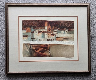 Sunol Alvar LE Mediterranean Coast Marina 28'' X 23'' SIGNED Lithograph #17/200