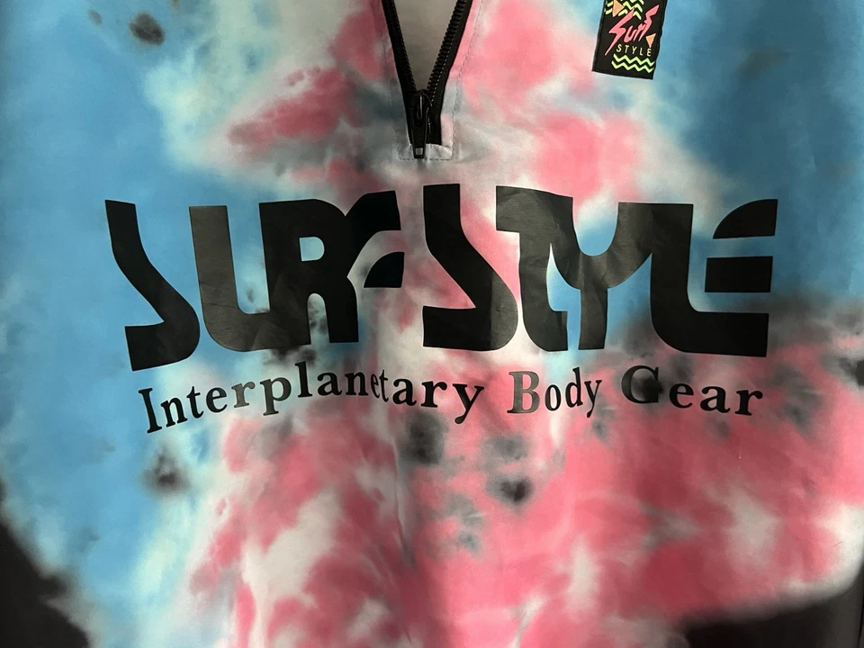 Vintage 90s Surf Style Windbreaker Jacket - pullover, Authentic, Tye Dye pattern - Image 3 of 4