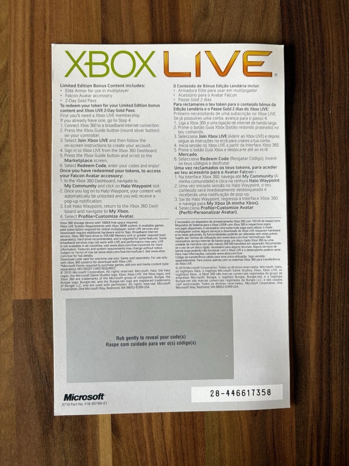 Halo Reach Xbox 360 Elite Armour Code Unused Rare Code - Image 2 of 3