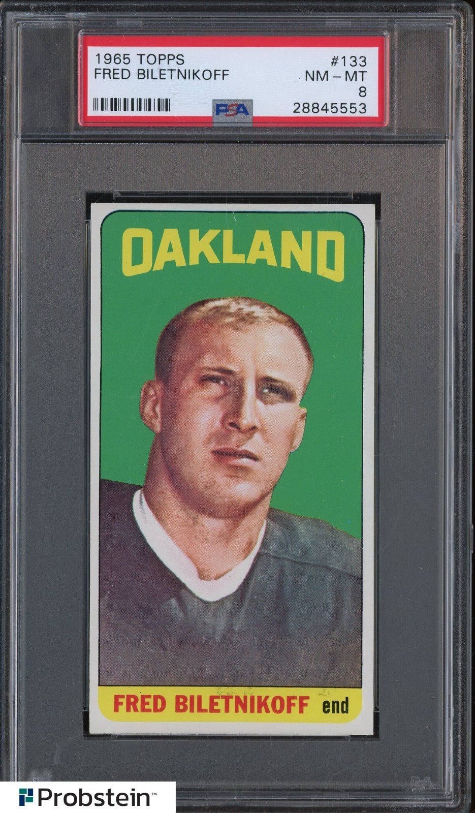 1965 Topps Football #133 Fred Biletnikoff Oakland RC Rookie HOF PSA 8