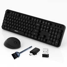 Wireless Keyboard and Combo, 104 Keys Full-Size Round Keys Typewriter Keyboar...