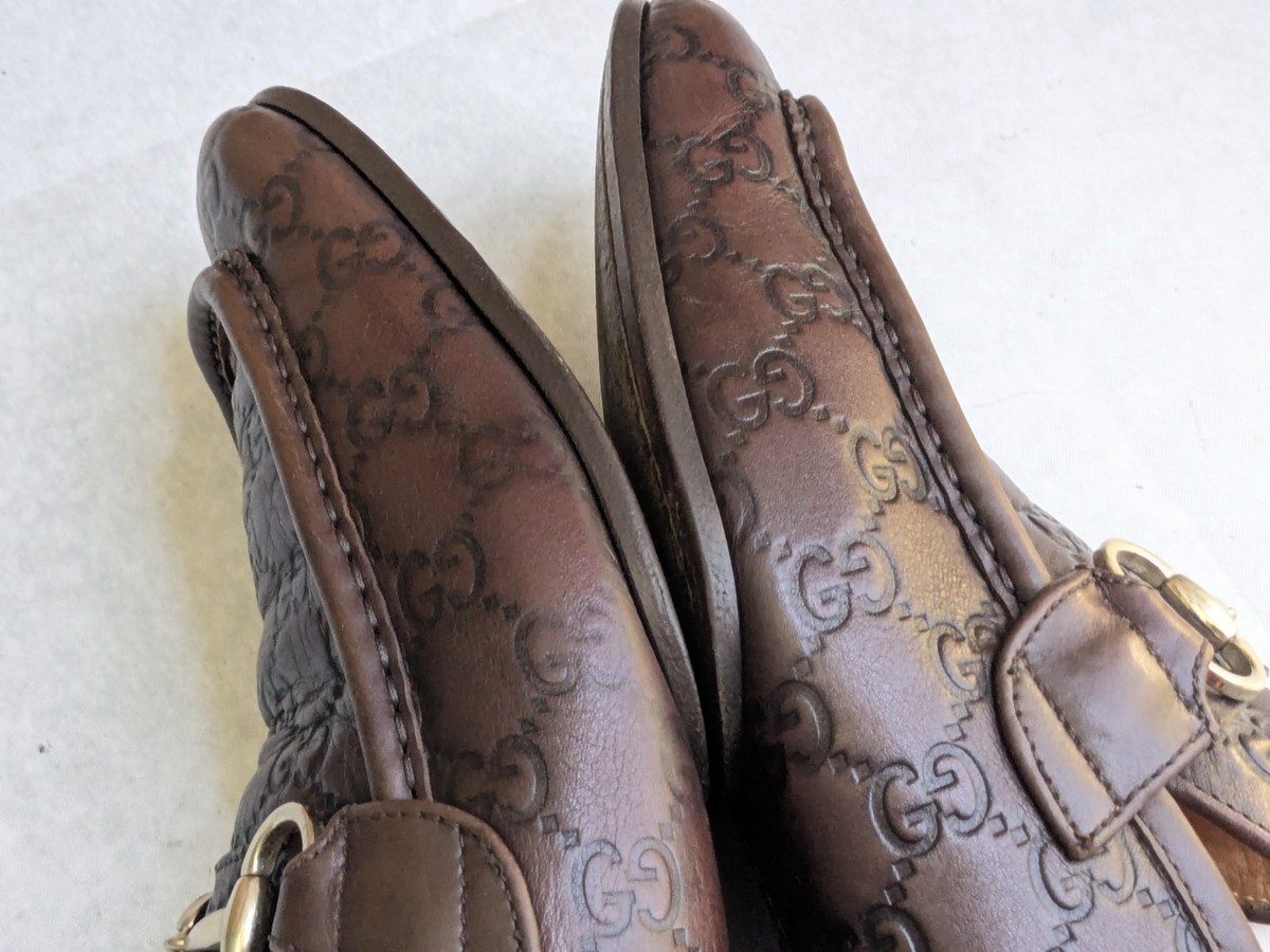 Gucci Brown Monogram Horsebit Loafers size 11.5 Gucci Horsebit Loafers Brown Men 8.5 Leather Dress Shoes  main image 2