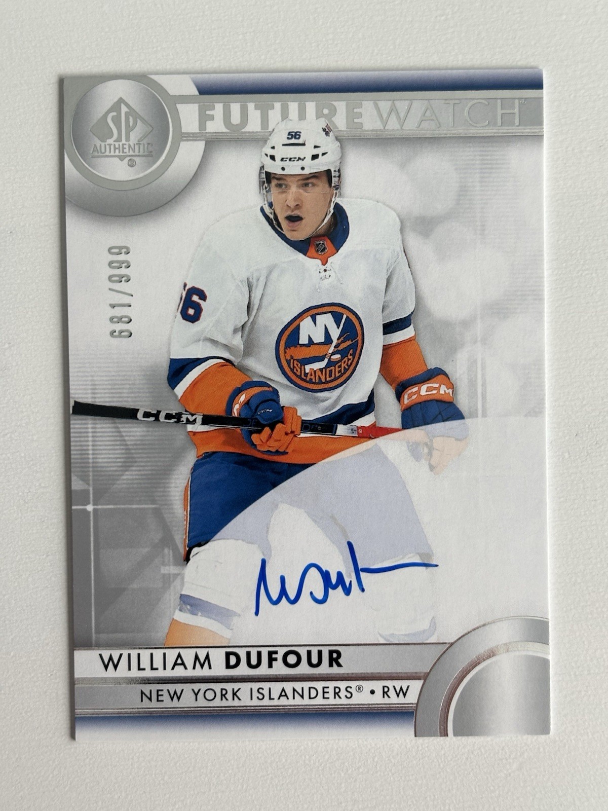 William Dufour 2023-24 Upper Deck SP Authentic Future Watch Autograph /999 #190
